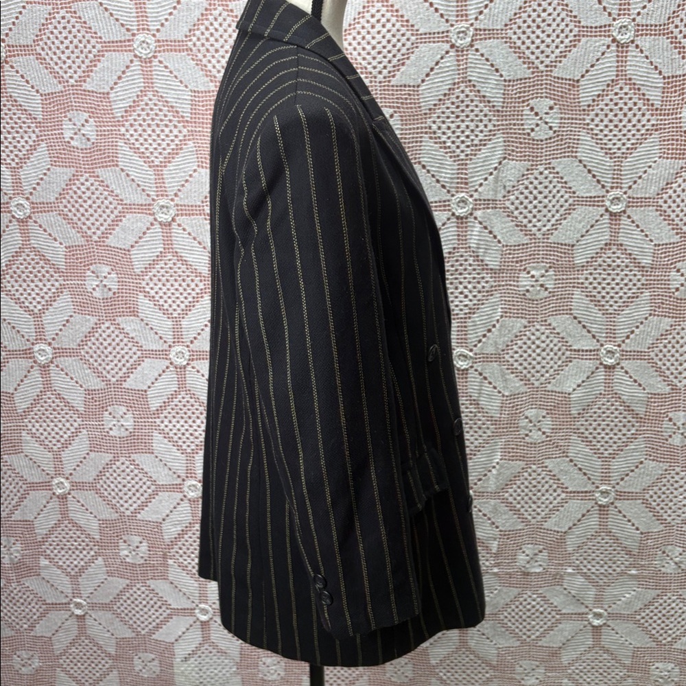 Mondi Vintage Wool Blazer Pinstripe Black Gold Size 38/ Sz 6-8 - Picture 7 of 8